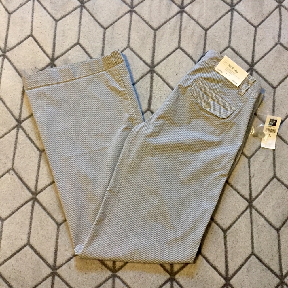 NWT Gap Wide Leg Stretch Pin Striped Pants